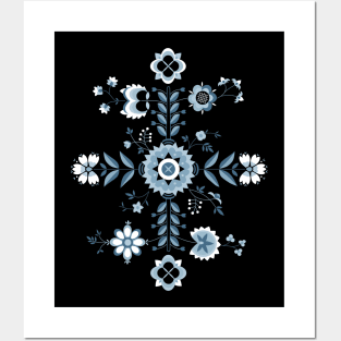 Flower pattern inspired by Swedish folk art Posters and Art